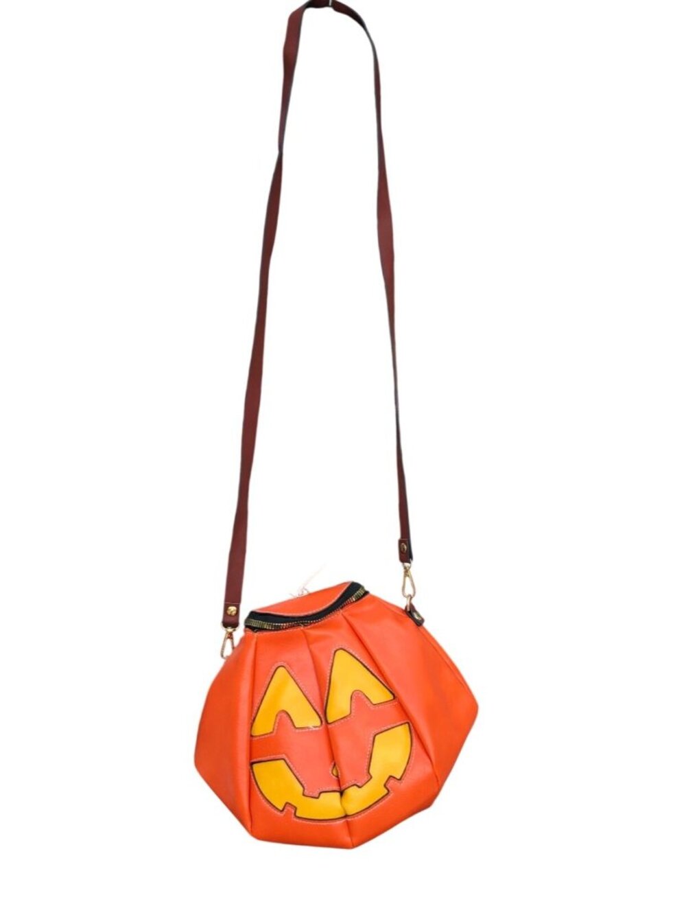 Mesa Dreams Pumpkin Crossbody Bag Faux Leather Adjtbl Strap Halloween Orange Yel - Picture 2 of 10